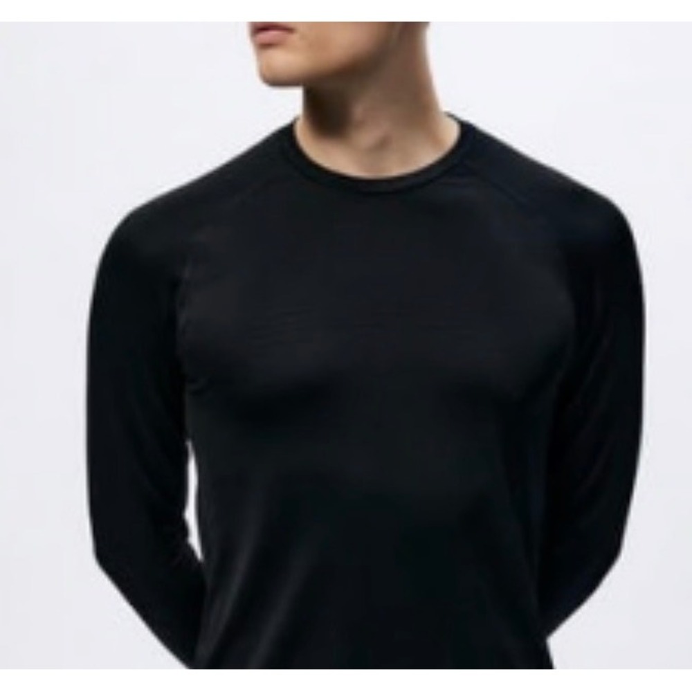 Zara Athleticz Mens XL Seamless Long Sleeve Training Shirt Black Technical Knit